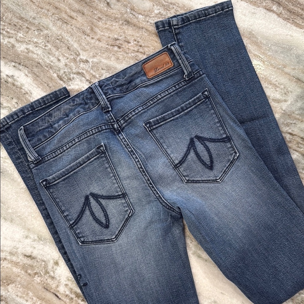 Level 99 Blue Skinny Jeans with Distressed Details